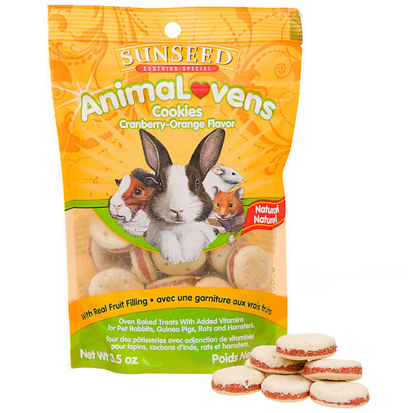 Sunseed AnimaLovens Cookies Cranberry-Orange Flavor for Rabbits, Guinea Pigs, Rats & Hamsters, 4-oz