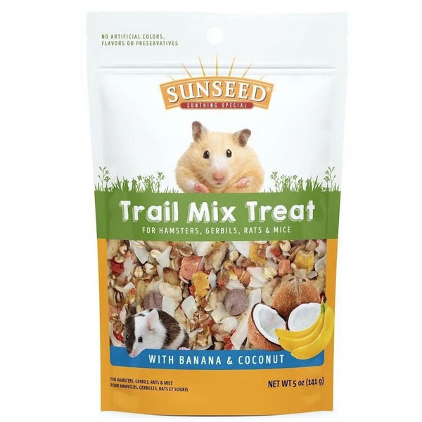 Sunseed Trail Mix Treat with Banana & Coconut for Hamsters, Gerbils, Rats & Mice, 5-oz