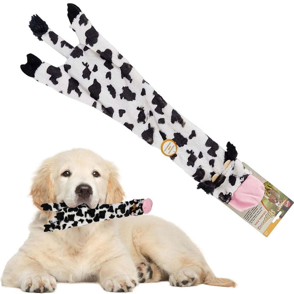 Ethical Pet Skinneeez Crinklers Cow Stuffing-Free Squeaky Plush Dog Toy