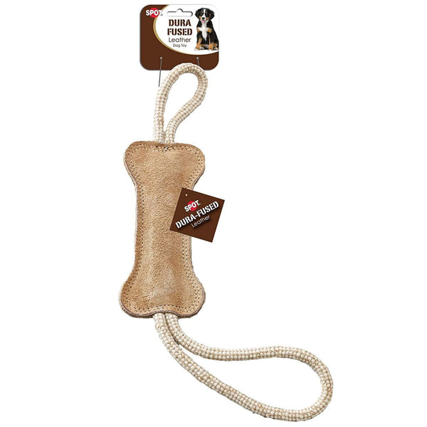 Ethical Pet Spot Dura-Fused Dog Toy Leather Bone Tug, 18"