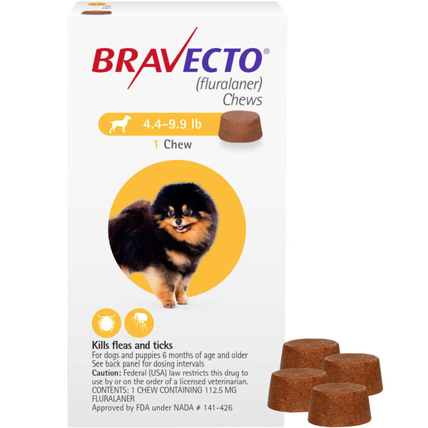 Bravecto Chews for Dogs 4.4-9.9 lbs 4 chews