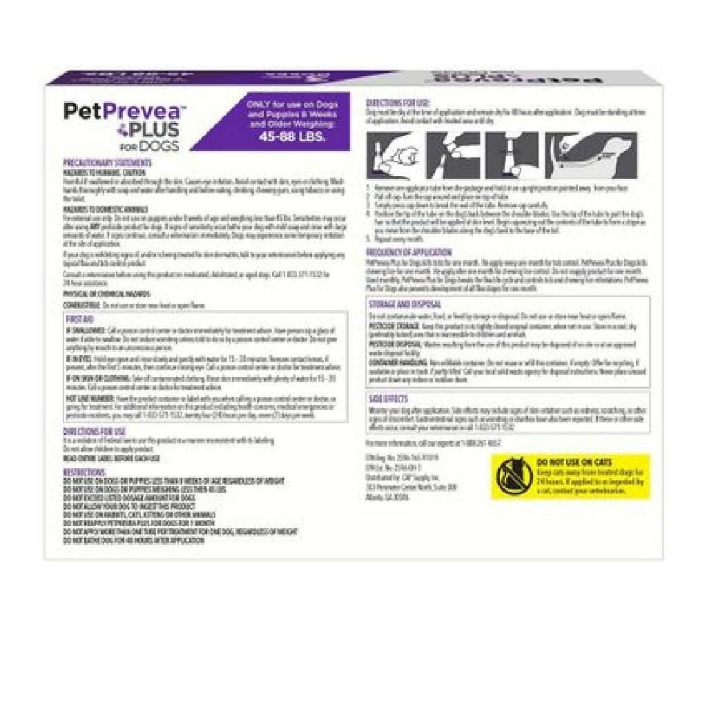 PetPrevea Plus Topical Treatment for Dogs 45-88 lbs (3 doses)