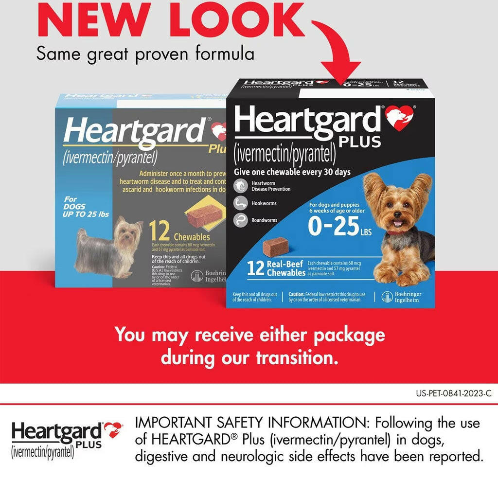 Heartgard Plus Chew for Dogs, up to 25 lbs 12 chewable before and after