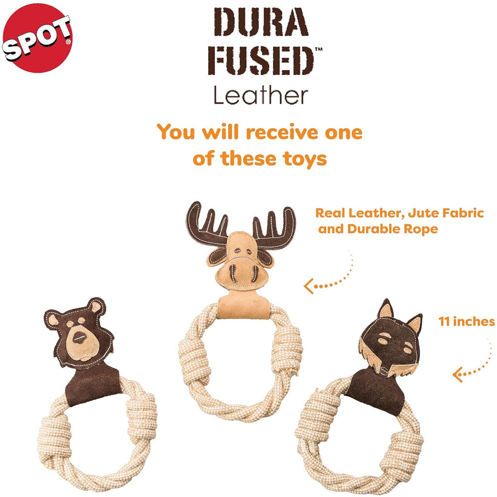 Ethical Pet Spot Dura-Fused Leather Animal Forest Ring Dog Toy