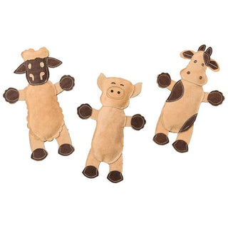 Ethical Pet Spot Dura-Fused Leather Barnyard Dog Toy, Character Varies, 11", 1-count