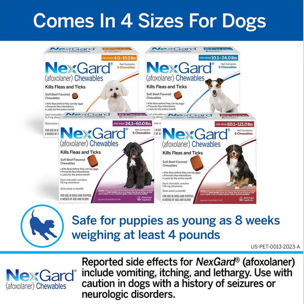 NexGard Chew for Dogs 60.1-121 lbs family