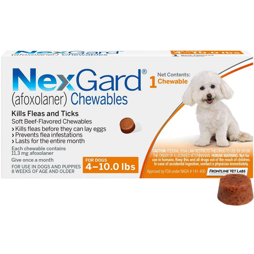 NexGard Chew for Dogs 4-10 lbs (Orange Box)