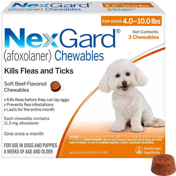 NexGard Chew for Dogs 4-10 lbs  3 chew