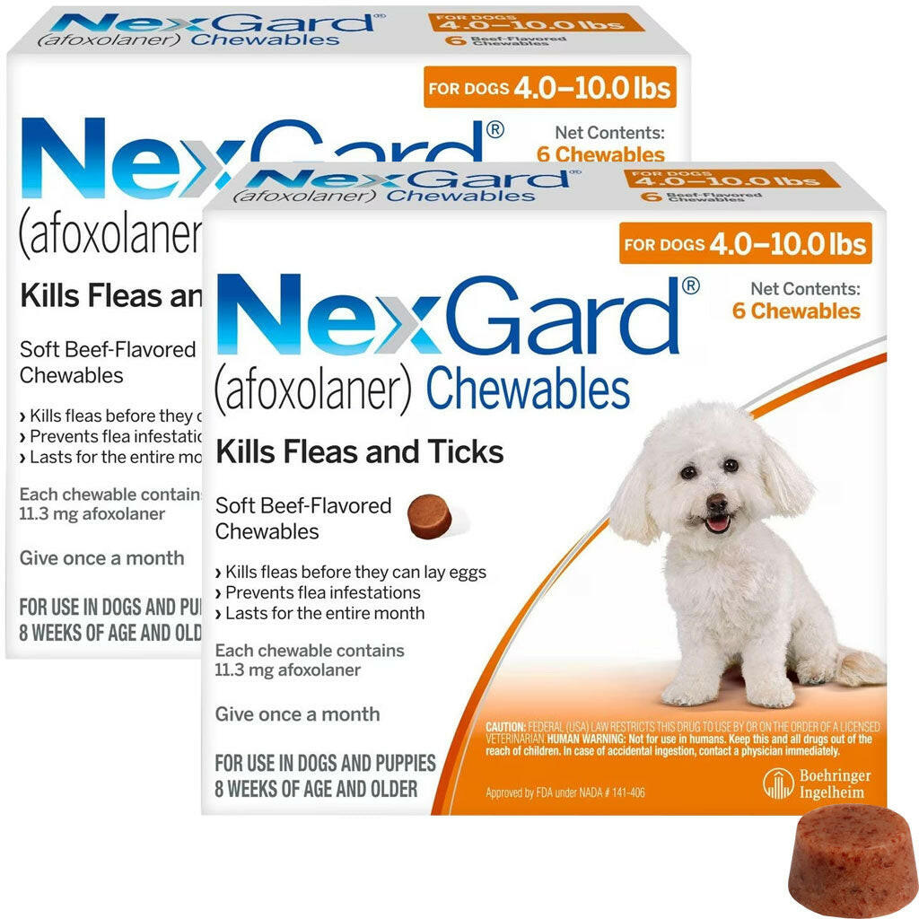 NexGard Chew for Dogs 4-10 lbs (Orange Box)