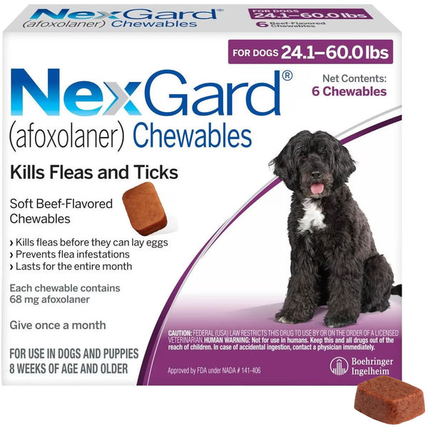NexGard Chew for Dogs 24.1-60 lbs 6 chews