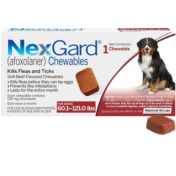 NexGard Chew for Dogs 60.1-121 lbs 1 chew