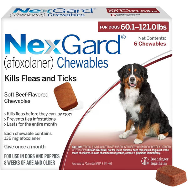 NexGard Chew for Dogs 60.1-121 lbs 6 chew