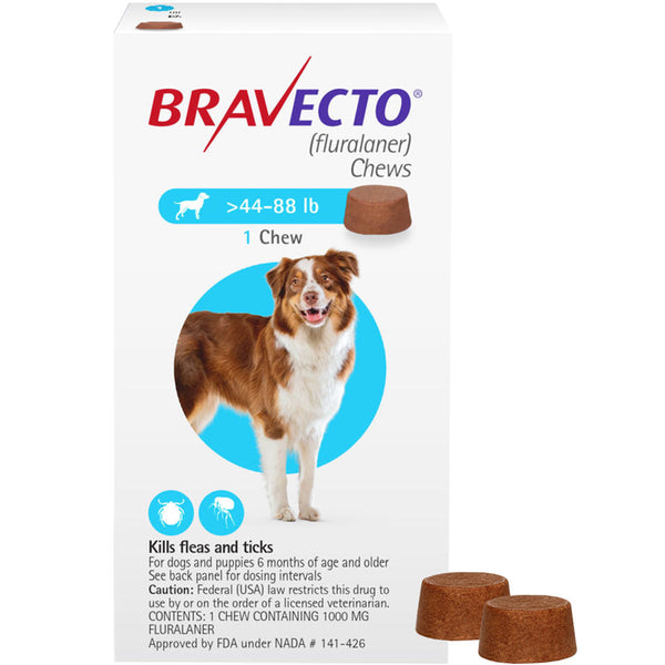 Bravecto Chews for Dogs 44-88 lbs 2 chews