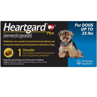 Heartgard Plus Chew for Dogs, up to 25 lbs 1 chewable