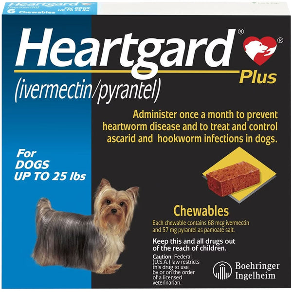 Heartgard Plus Chew for Dogs, up to 25 lbs 3 chewable