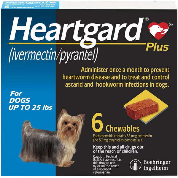 Heartgard Plus Chew for Dogs, up to 25 lbs 6 chewable