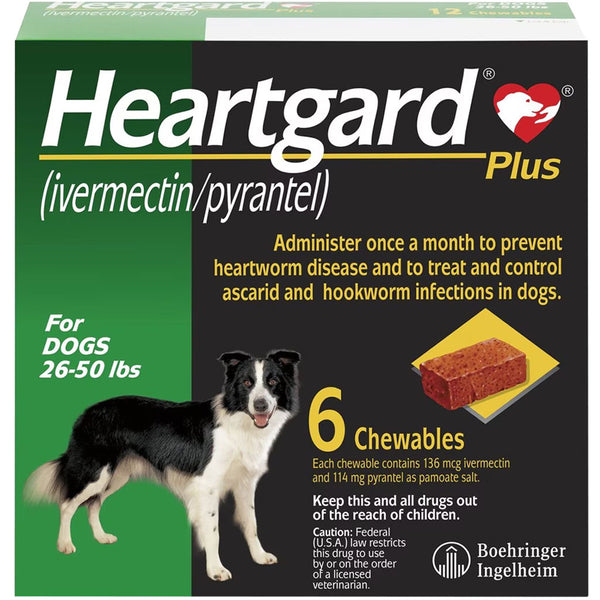 Heartgard Plus Chew for Dogs, 26-50 lbs 6 chewable
