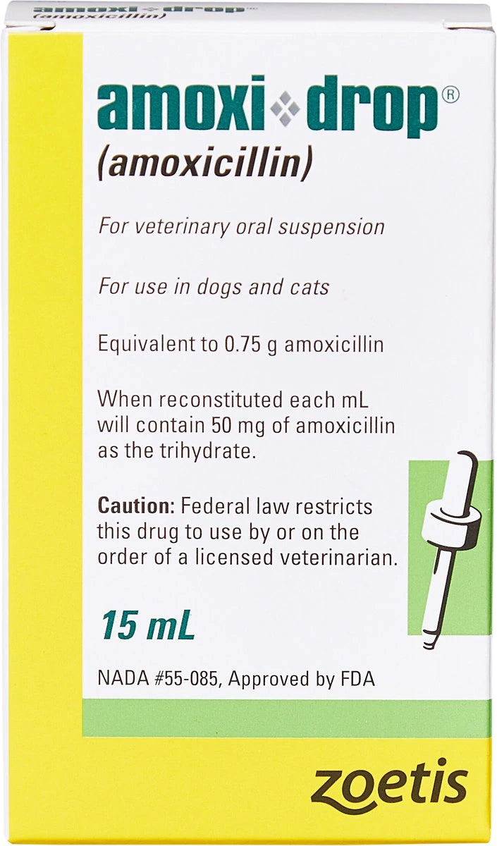 Amoxi-Drop (Amoxicillin) Oral Suspension for Dogs & Cats, 50-mg