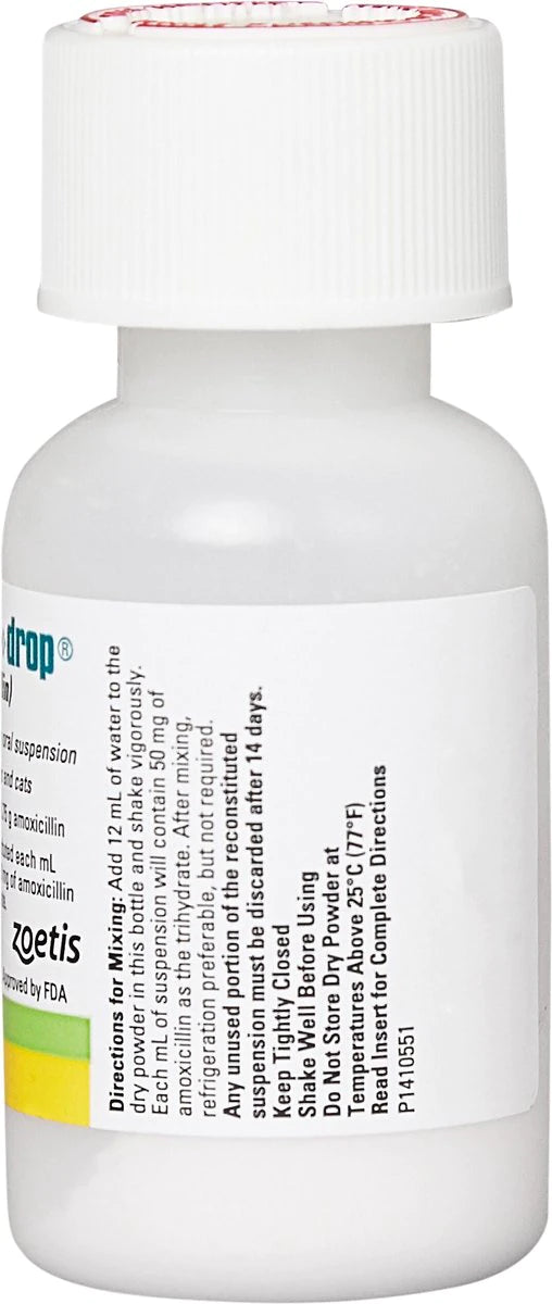 Amoxi-Drop (Amoxicillin) Oral Suspension for Dogs & Cats, 50-mg