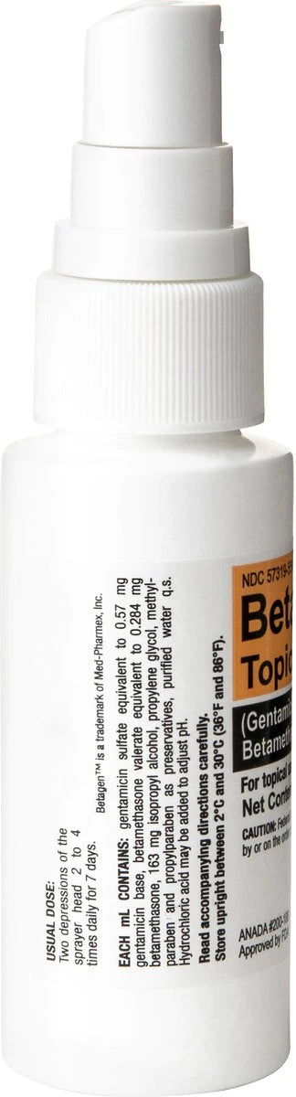 Gentamicin / Betamethasone (Generic) Topical Spray for Dogs, 60ml