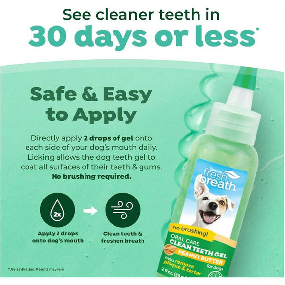 Tropiclean Fresh Breath Oral Gel Canine Peanut Butter (2 oz)