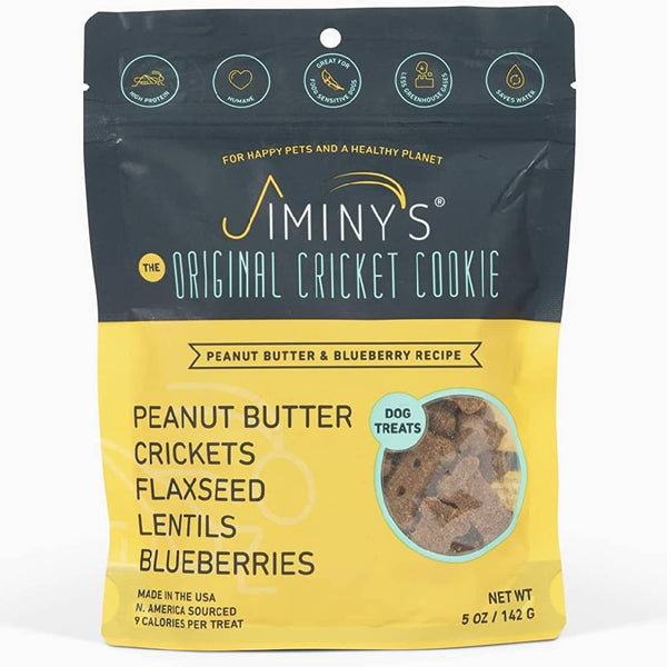 Jiminy's Cricket Peanut Butter & Blueberry Dog Biscuits (5 oz)