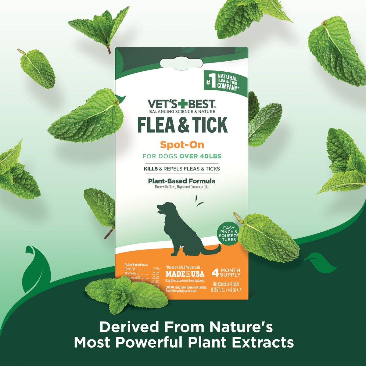 Vet's Best Flea & Tick Drops for Large Dogs over 40lbs (4 count)