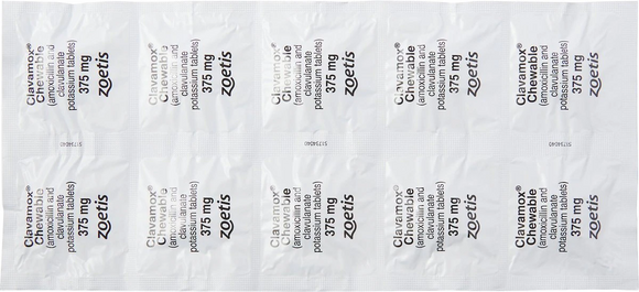 Clavamox (amoxicillin trihydrate/clavulanate potassium) Chewable Tablets, 375mg