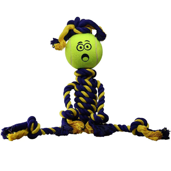 Petsport USA Braided Rasta Man 18" Rope with 2.5" Tuff Ball Dog Toys, 1 count