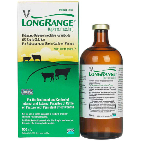 LongRange Injectable Sterile Solution 5% for Cattle, 500-ml
