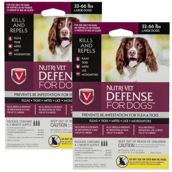 Nutri-Vet Flea & Tick Defense for Large Dogs 33-66 lbs, 6 months