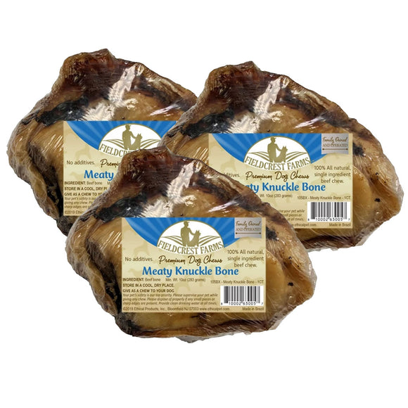 Fieldcrest Farms Premium Dog Chews Meaty Beef Knuckle Bone, 3-count