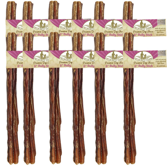 Fieldcrest Farms Premium Dog Chews 6" Bully Stick, 12-count