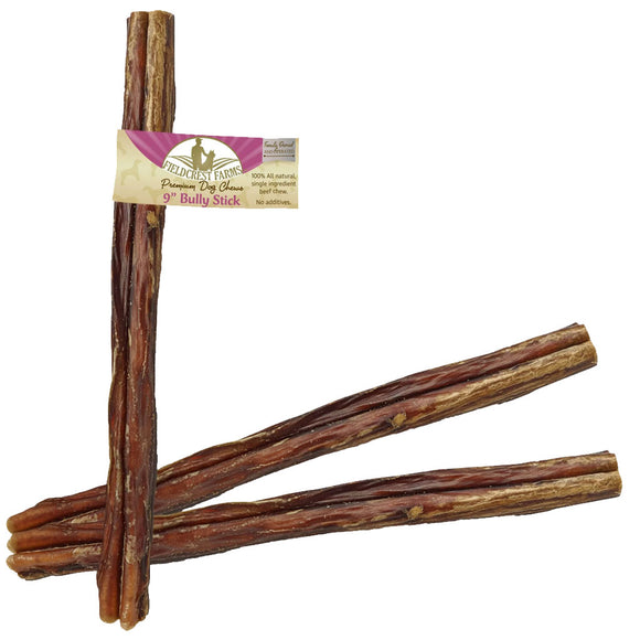 Fieldcrest Farms Premium Dog Chews 9" Bully Stick, 3-count
