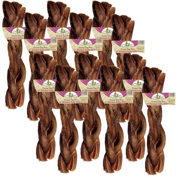 Fieldcrest Farms Premium Dog Chews 9" Braided Bully Stick, 12-count