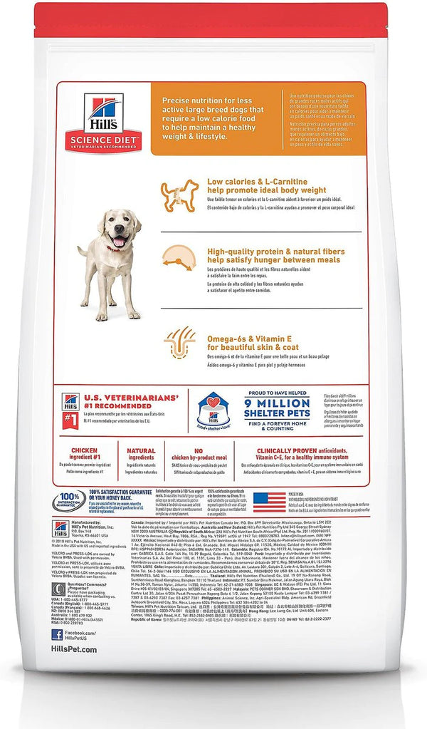 Hill's Science Diet Adult Light Large Breed Dry Dog Food, Chicken Meal & Barley, 15 lb Bag