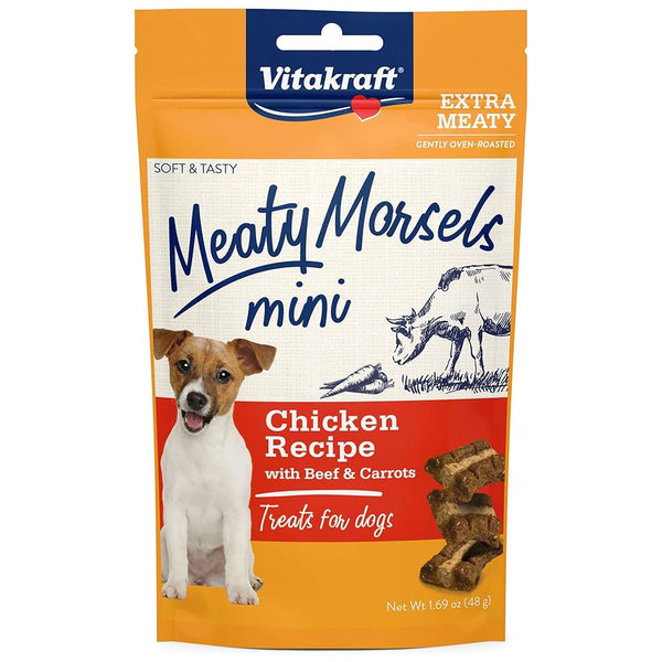 Vitakraft Meaty Morsels Mini Chicken Recipe Treats for Dogs, 1.69-oz