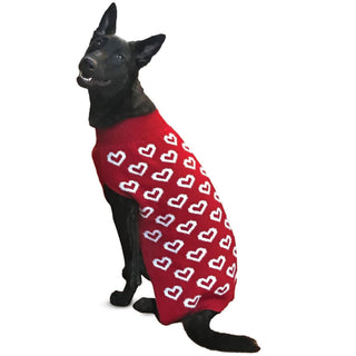 Ethical Pet Allover Hearts Red Dog Sweater with Dog