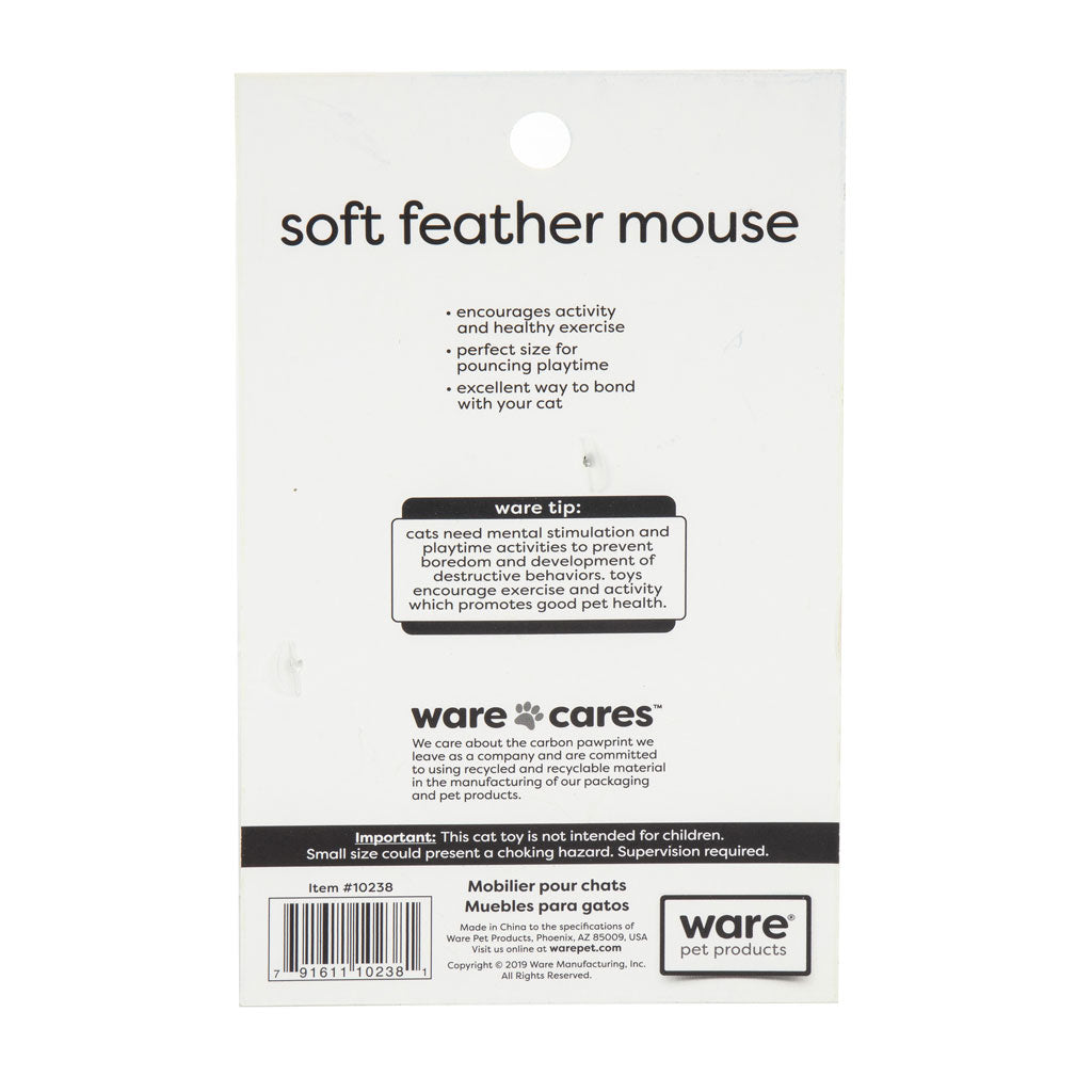 Ware Soft Feather Mouse with Catnip Cat Toy