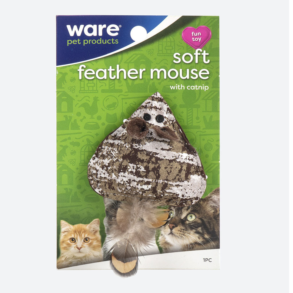 Ware Soft Feather Mouse with Catnip Cat Toy, 1 count