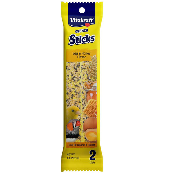 Vitakraft Curnch Sitcks Egg & Honey Flavor Treats for Canaries & Finches, 2 Sitcks