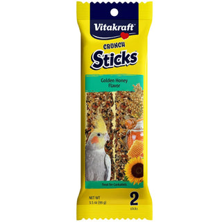 Vitakraft Curnch Sitcks Golden Honey Flavor Treats for Cockatiels, 2 Sitcks