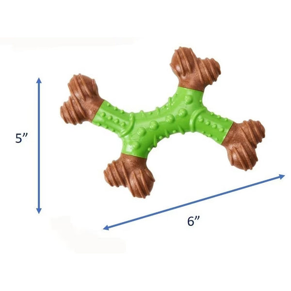 Spot Bam-Bones Dental X-Bone Apple Flavor Dog Chew Toy 6" dimension