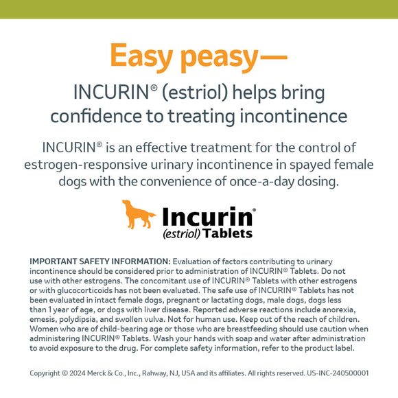Incurin (Estriol) Tablets - Incontinence Medication for Dogs