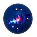 Blue ball with fish cutout and glowing interior on a white background