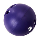 Purple rubber ball with holes on a white background