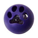 Purple ball with paw print design on a white background