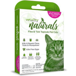 TevraPet Vetality Naturals Flea & Tick Topical for Cats of All Weights, 3 dose