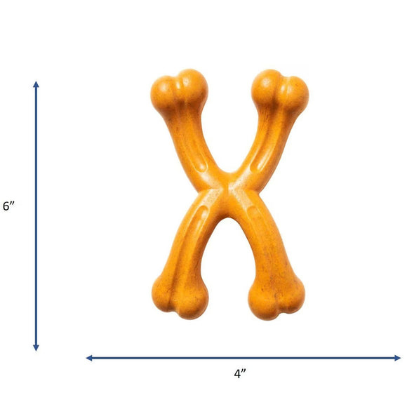 Spot Bam-Bones Plus Double WishBone Peanut Butter Flavor Dog Chew Toy dimension