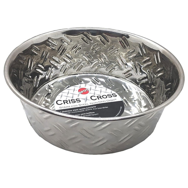 Ethical Pet Spot Criss-Cross Stainless Steel No-Skid Dog Bowl